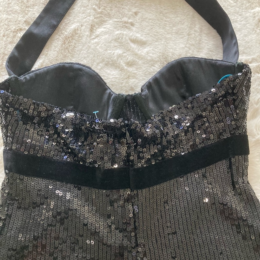 Marciano Little Black Dress, Sequin, Tuxedo Style, Extra Small, XS - Picture 5 of 10